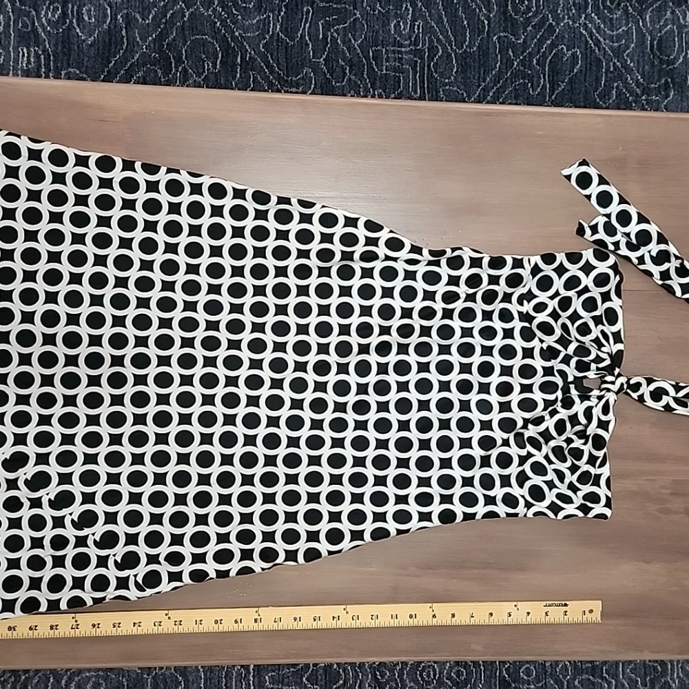 Laundry Shelli Segal Silk Halter Dress Black White Geometric 90s Y2K Size 10 NWT - Picture 8 of 12